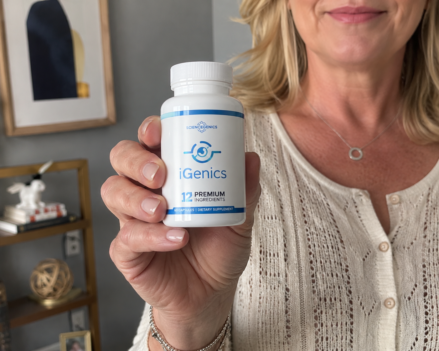iGenics bottle held in hand