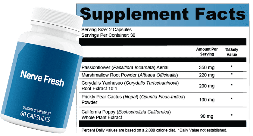 Nerve Fresh bottle with key ingredients