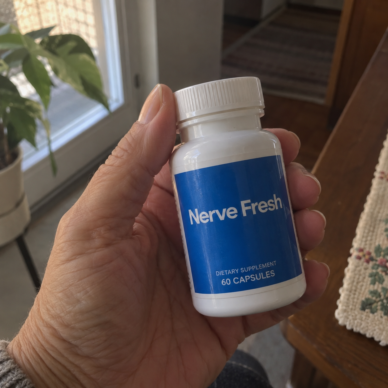 Nerve Fresh bottle held in hand